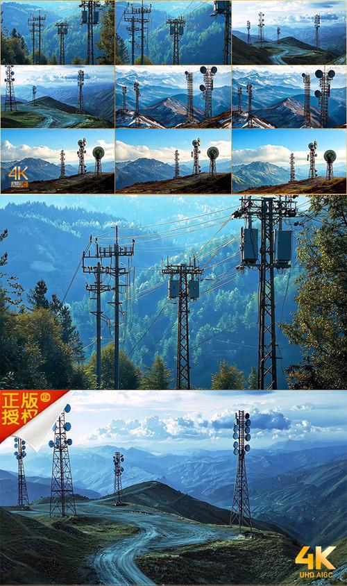 山巅信号通信塔 壮丽景观信号传输高山通信